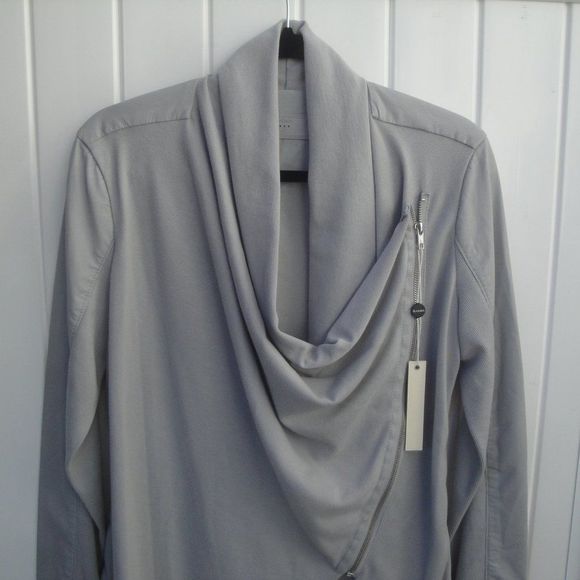 Anthroplogie Blank NYC Jacket Medium Faux Leather(back) Knit Gray Zipper NEW - Picture 3 of 6